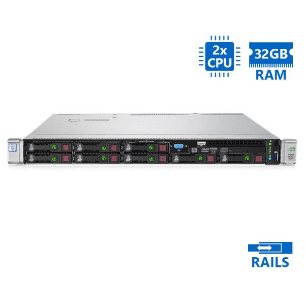 Refurbished Server HP DL360 G9 R1U 2xE5-2620v3/32GB DDR4/No HDD/2xPSU/Rails/No ODD/P440ar