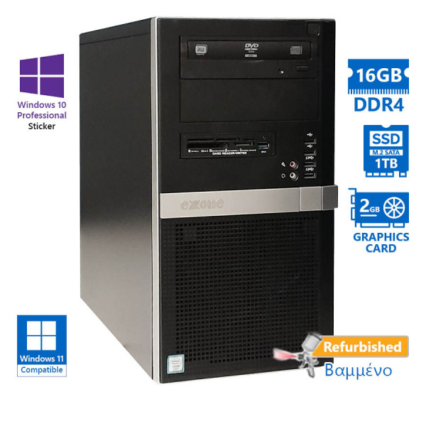 OEM Tower Xeon E-2124(4-Cores)/16GB DDR4/1TB M.2 SSD/Nvidia 2GB/DVD/10P Grade A+ Workstation Referbi