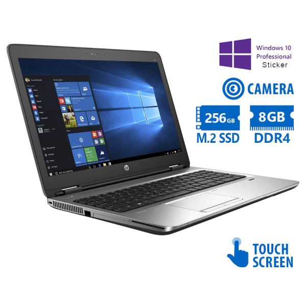 HP (A-) ProBook 650G2 i5-6300U/15.6”Touchscreen/8GB DDR4/256GB M.2 SSD/DVD/Camera/10P Grade A- Refur