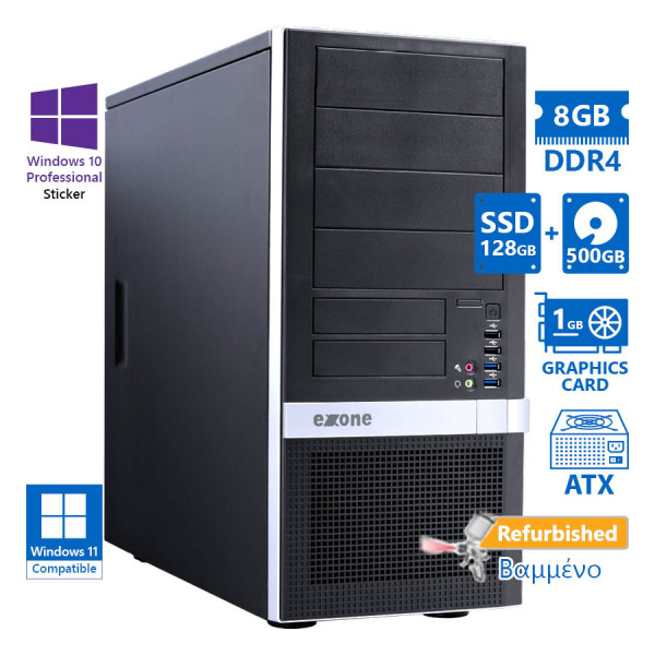 OEM Extra Tower Xeon W-2123(4-Cores)/8GB DDR4/128GB SSD & 500GB/Nvidia 1GB/DVD/10P Grade A+ Workstat
