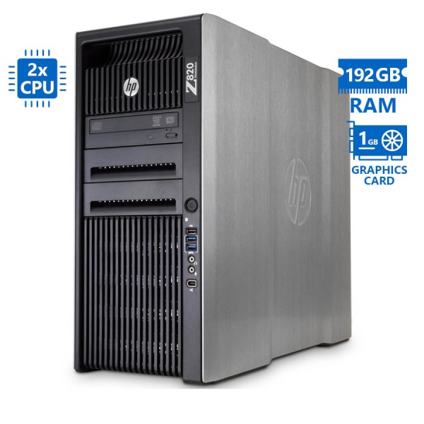 HP Z820 Tower Xeon 2xE5-2670(8-Cores)/192GB DDR3/1TB/Nvidia 1GB/DVD/7P Grade A Workstation Refurbish