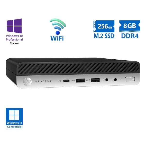 HP ProDesk 600G5 DM WiFi i5-9500T/8GB DDR4/256GB M.2 SSD/No ODD/10P Grade A Refurbished PC