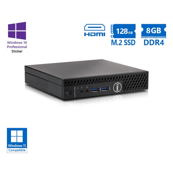 Dell Optiplex 3060 DM i3-8100T/8GB DDR4/128GB M.2 SSD/No ODD/10P Grade A Refurbished PC