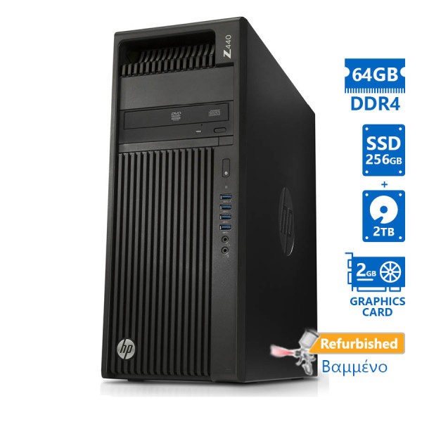 HP Z440 Tower Xeon E5-1620v4(4-Cores)/64GB DDR4/256GB SSD & 2TB/Nvidia 2GB/DVD/8P Grade A+ Workstati