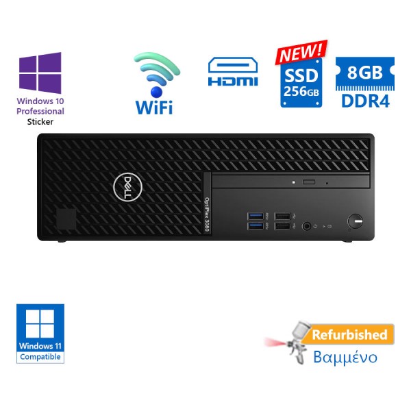 Dell 3080 SFF WiFi i5-10500/8GB DDR4/256GB SSD New/DVD/10P Grade A+ Refurbished PC