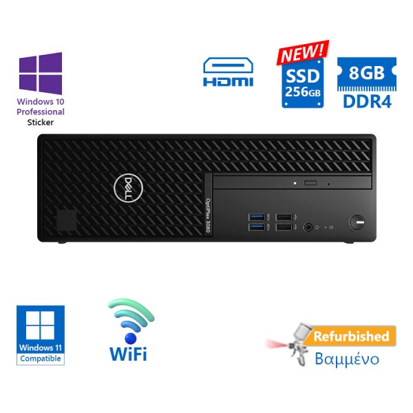 Dell 3080 SFF WiFi i5-10600/8GB DDR4/256GB SSD New/No ODD/10P Grade A+ Refurbished PC