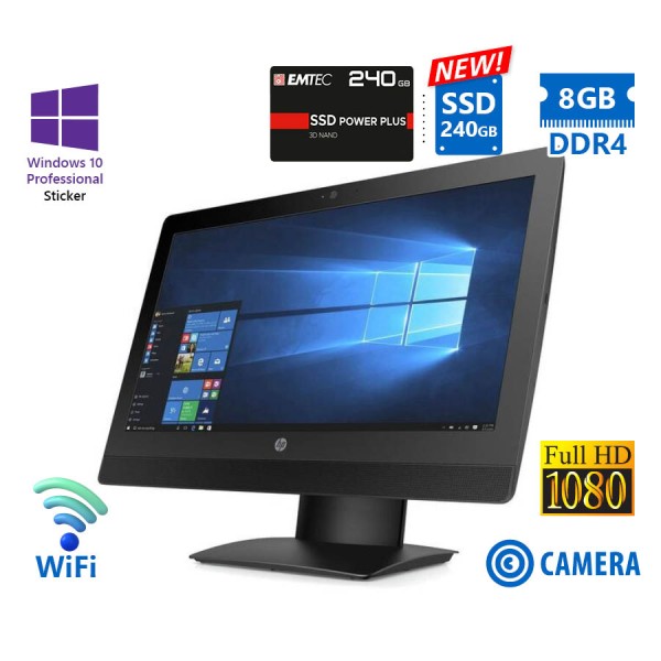 HP ProOne 600G3 AIO WiFi w/Monitor 21.5”FHD/i5-7500/8GB DDR4/240GB SSD New/No ODD/Webcam/10P Grade A
