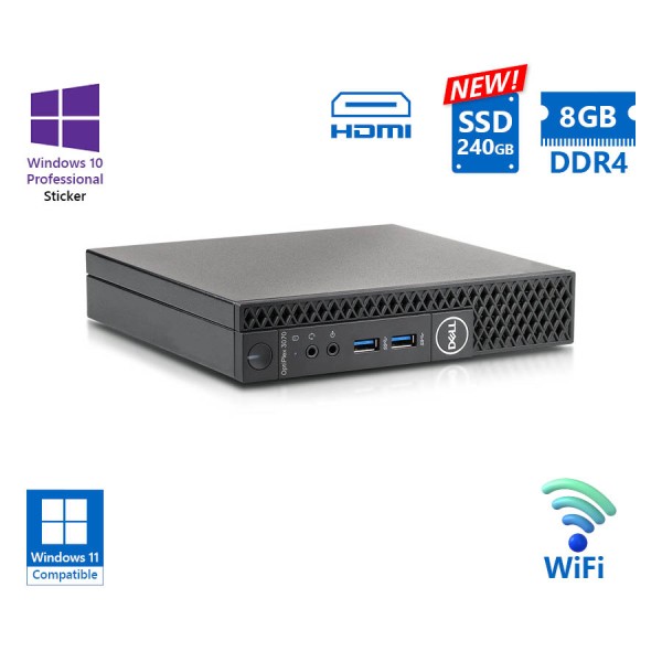 Dell Optiplex 3070 DM WiFi i5-9500T/8GB DDR4/240GB SSD New/No ODD/10P Grade A Refurbished PC