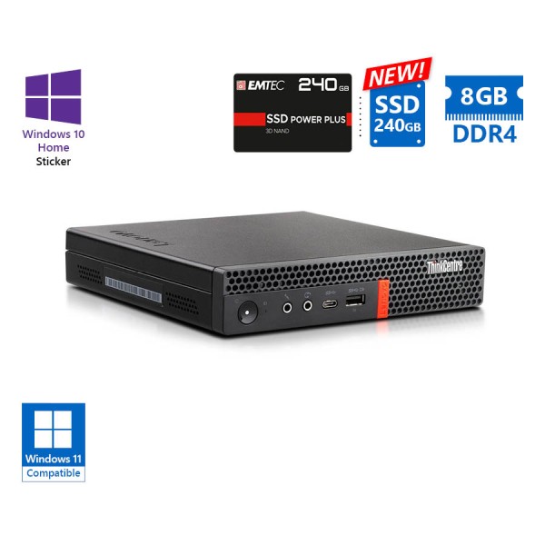Lenovo ThinkCentre M720q Tiny i5-8400T/8GB DDR4/240GB SSD New/No ODD/10H Grade A Refurbished PC