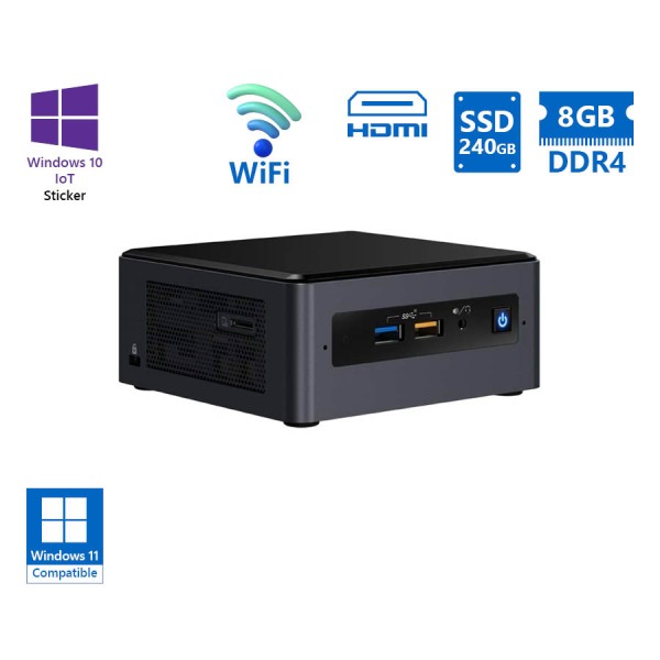 Intel NUC8I7BEH NUC WiFi i7-8559U/8GB DDR4/240GB SSD/No ODD/10IoT Grade A Refurbished PC