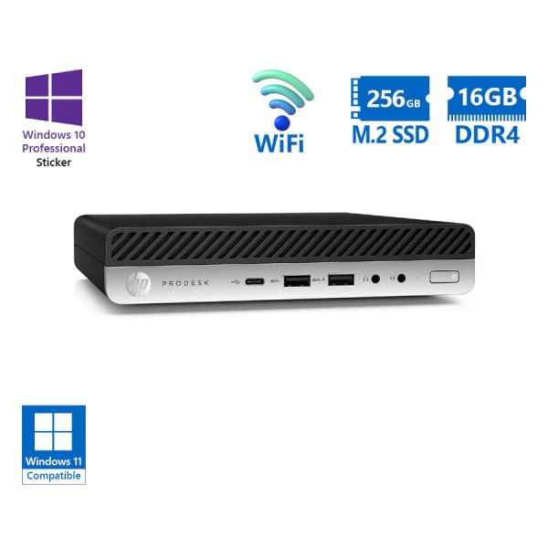 HP ProDesk 600G4 DM WiFi i5-8500T/16GB DDR4/256GB M.2 SSD/No ODD/10P Grade A Refurbished PC