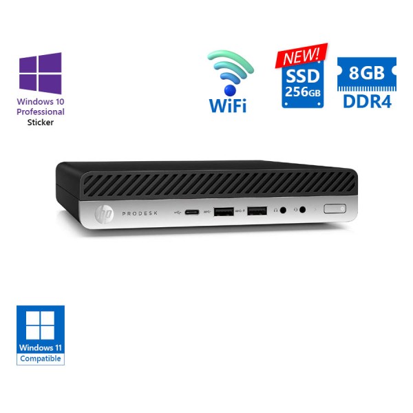 HP ProDesk 600G4 DM WiFi i5-8500T/8GB DDR4/256GB SSD New/No ODD/10P Grade A Refurbished PC