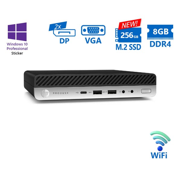 HP ProDesk 600G3 DM WiFi i5-7500T/8GB DDR4/256GB M.2 SSD New/No ODD/10P Grade A Refurbished PC