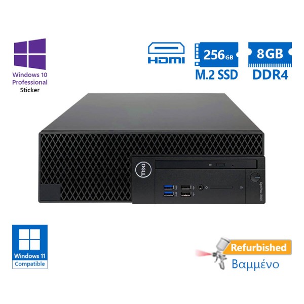 Dell 3070 SFF i7-9700/8GB DDR4/256GB M.2 SSD/No ODD/10P Grade A+ Refurbished PC