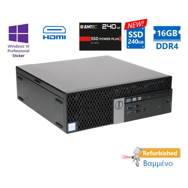 Dell 7050 SFF i5-6500/16GB DDR4/240GB SSD New/DVD/10P Grade A+ Refurbished PC