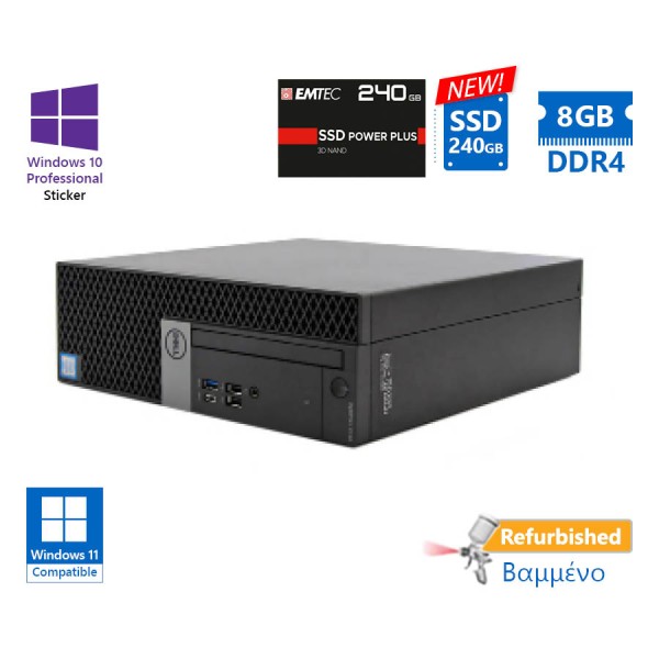 Dell 7060 SFF i5-8500/8GB DDR4/240GB SSD New/DVD/10P Grade A+ Refurbished PC