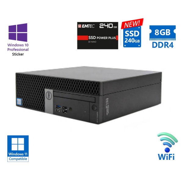 Dell 7060 SFF WiFi i5-8500/8GB DDR4/240GB SSD New/DVD/10P Grade A+ Refurbished PC