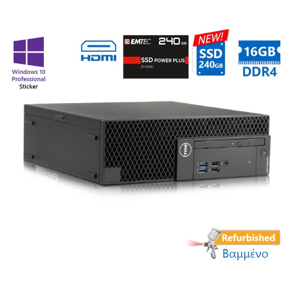 Dell 3050 SFF i5-7500/16GB DDR4/240GB SSD New/DVD/10P Grade A+ Refurbished PC