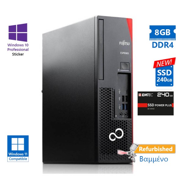 Fujitsu D738 SFF i3-8100/8GB DDR4/240GB SSD New/DVD/10P Grade A Refurbished PC
