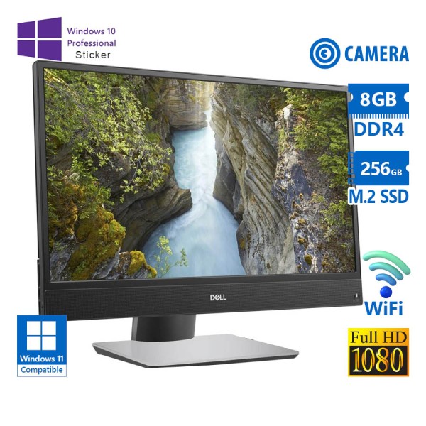 Dell (A-) Optiplex 5270 AIO WiFi w/Monitor 21.5”FHD/i5-9500/8GB DDR4/256GB M.2 SSD/DVD/Webcam/10P Gr