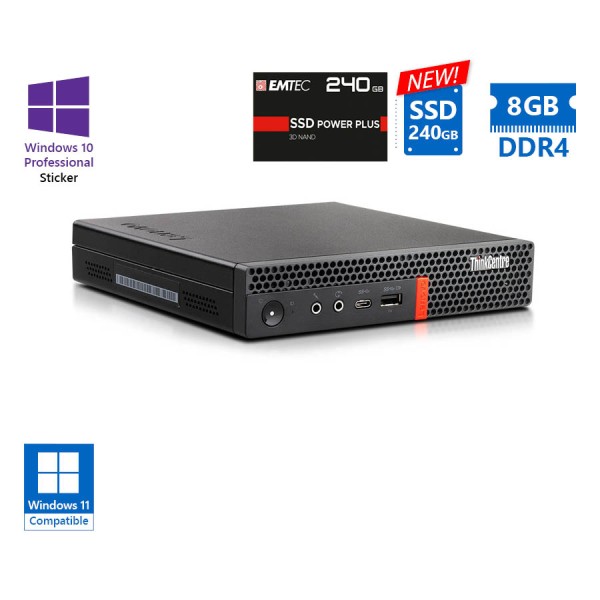 Lenovo ThinkCentre M720q Tiny i5-8500T/8GB DDR4/240GB SSD New/No ODD/10P Grade A Refurbished PC