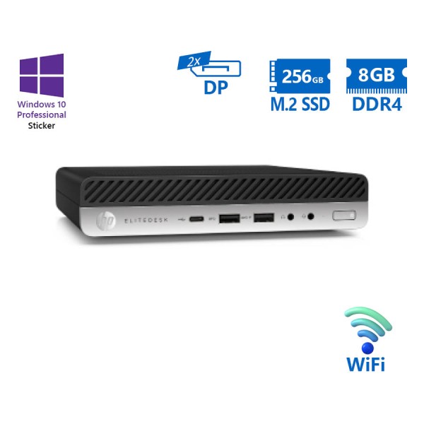 HP EliteDesk 800G3 DM WiFi i3-6100T/8GB DDR4/256GB M.2 SSD/No ODD/10P Grade A Refurbished PC