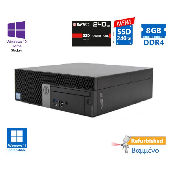 Dell 7060 SFF i5-8500/8GB DDR4/240GB SSD New/DVD/10H Grade A+ Refurbished PC
