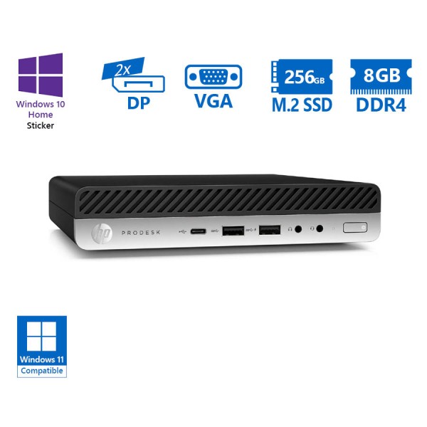 HP ProDesk 600G4 DM i3-8100T/8GB DDR4/256GB M.2 SSD/No ODD/10H Grade A Refurbished PC