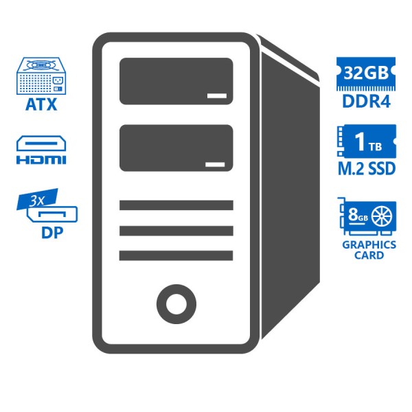 OEM Tower i7-7700K/32GB DDR4/1TB M.2 SSD/GeForce RTX 2070 (8GB)/No ODD/Grade A Workstation Refurbish