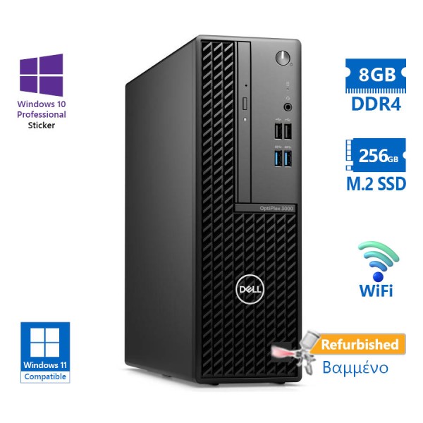 Dell Optiplex 3000 SFF WiFi i3-12100/8GB DDR4/256GB M.2 SSD/DVD/10P Grade A+ Refurbished PC Dell Optiplex 3000 SFF WiFi i3-12100/8GB DDR4/256GB M.2 SSD/DVD/10P Grade A+ Refurbished PC