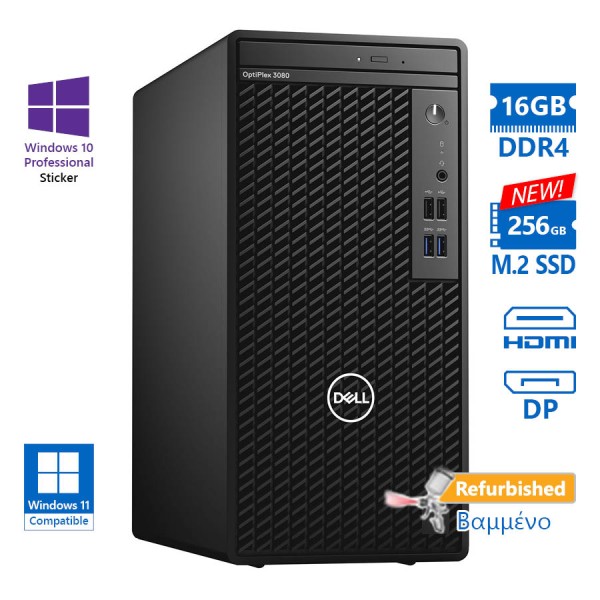 Dell 3080 Tower i5-10500/16GB DDR4/256GB M.2 SSD New/No ODD/10P Grade A+ Refurbished PC Dell 3080 Tower i5-10500/16GB DDR4/256GB M.2 SSD New/No ODD/10P Grade A+ Refurbished PC