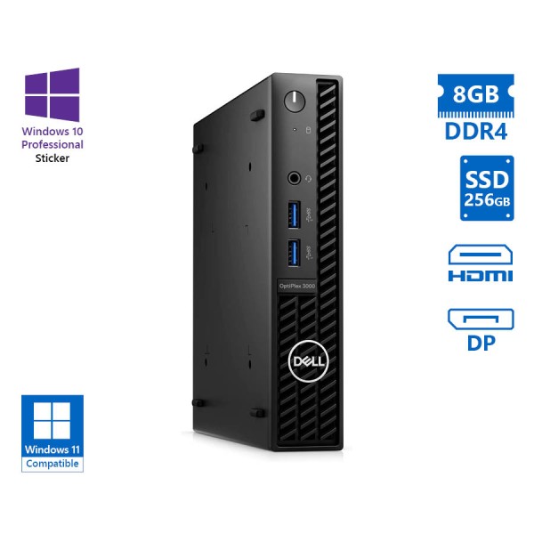 Dell (A-) Optiplex 3000 DM i5-12500T/8GB DDR4/256GB SSD/No ODD/10P Grade A- Refurbished PC Dell (A-) Optiplex 3000 DM i5-12500T/8GB DDR4/256GB SSD/No ODD/10P Grade A- Refurbished PC