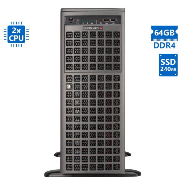 Refurbished Server SUPERMICRO SYS-7048GR-TR Tower Xeon 2xE5-2623v4(4-Cores)/64GB DDR4/240GB SSD/8xLF