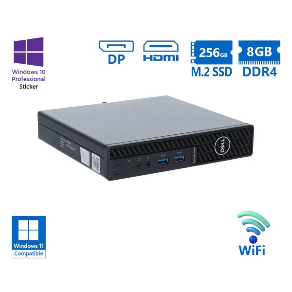 Dell Optiplex 3080 DM WiFi i3-10305T/8GB DDR4/256GB M.2 SSD/No ODD/10P Grade A Refurbished PC