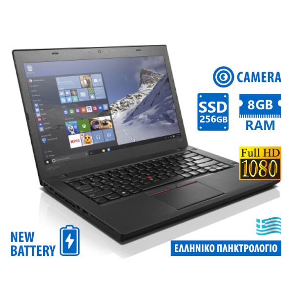 Lenovo (A-) ThinkPad T460 i5-6300U/14``FHD/8GB DDR3/256GB SSD/No ODD/Camera/New Battery/Grade A- Ref