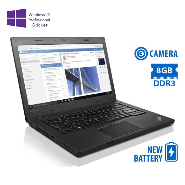 Lenovo (A-) ThinkPad L460 i5-6200U/14”/8GB DDR3/500GB/No ODD/Camera/New Battery/10P Grade A- Refurbi