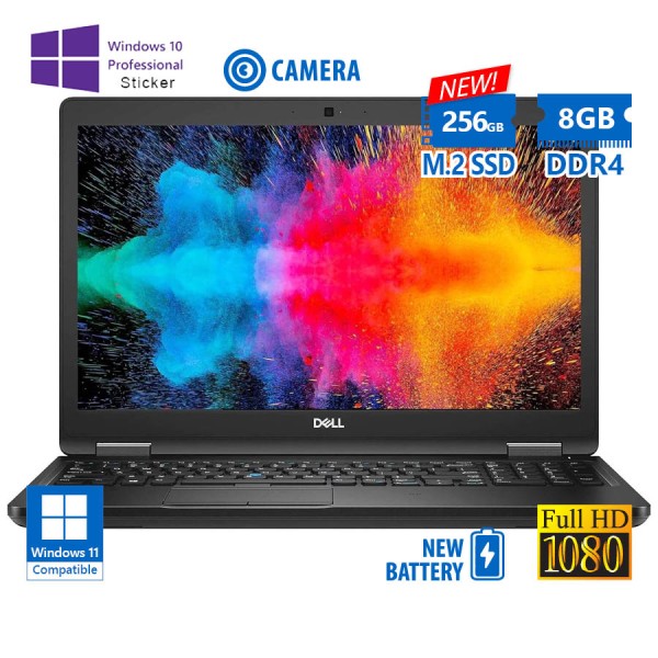 Dell (A-) Latitude 5590 i5-8250U/15.6``FHD/8GB DDR4/256GB M.2 SSD New/No ODD/Camera/New Battery/10P