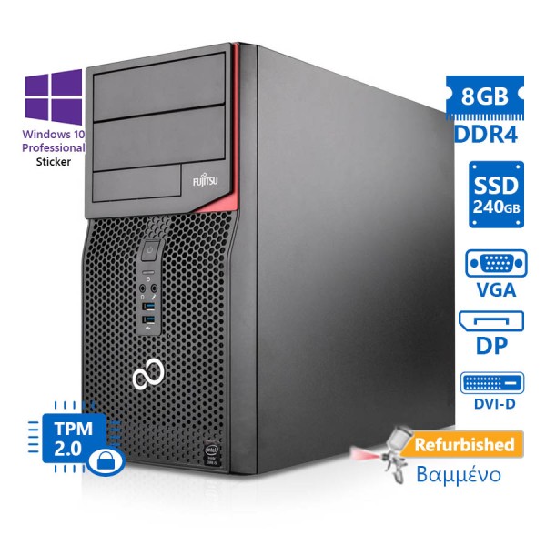 Fujitsu P556/2 Tower i5-7400/8GB DDR4/240GB SSD/DVD/10P Grade A+ Refurbished PC