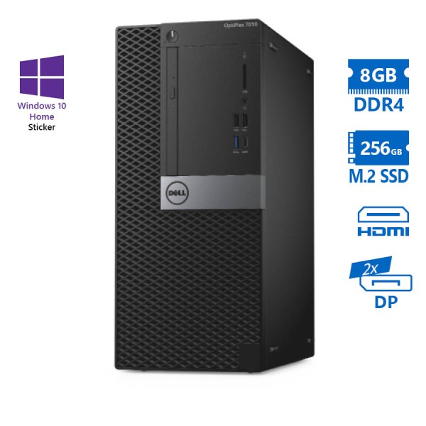Dell 7050 Tower i5-6500/8GB DDR4/256GB M.2 SSD/DVD/10H Grade A Refurbished PC