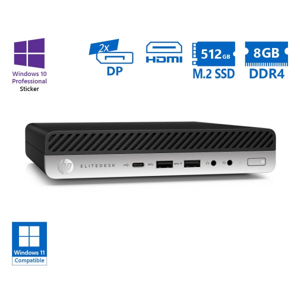 HP EliteDesk 800G5 DM i5-9500/8GB DDR4/512GB M.2 SSD/No ODD/10P Grade A Refurbished PC