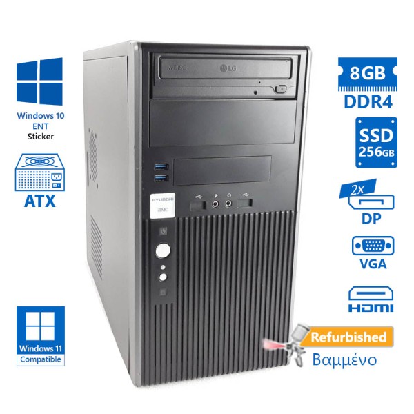 Hyundai Pentino B365 Tower i3-8100/8GB DDR4/256GB SSD/DVD/10ENT Grade A+ Refurbished PC