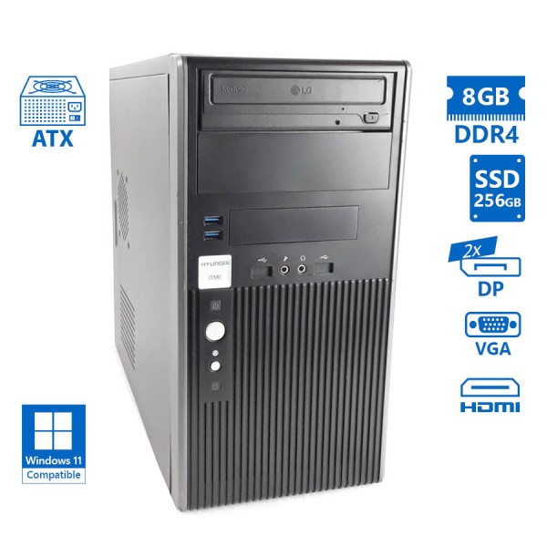 Hyundai (A-) Pentino B365 Tower i5-8400/8GB DDR4/256GB SSD/DVD/Grade A- Refurbished PC Hyundai (A-) Pentino B365 Tower i5-8400/8GB DDR4/256GB SSD/DVD/Grade A- Refurbished PC