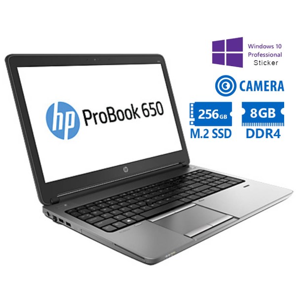 HP (A-) ProBook 650 G2 i5-6300U/15.6``/8GB DDR4/256GB M.2 SSD/DVD/Camera/10P Grade A- Refurbished La
