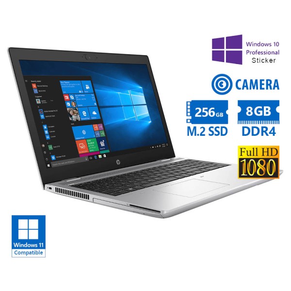 HP (A-) ProBook 650G5 i5-8265U/15.6”FHD/8GB DDR4/256GB M.2 SSD/DVD/Camera/10P Grade A- Refurbished L