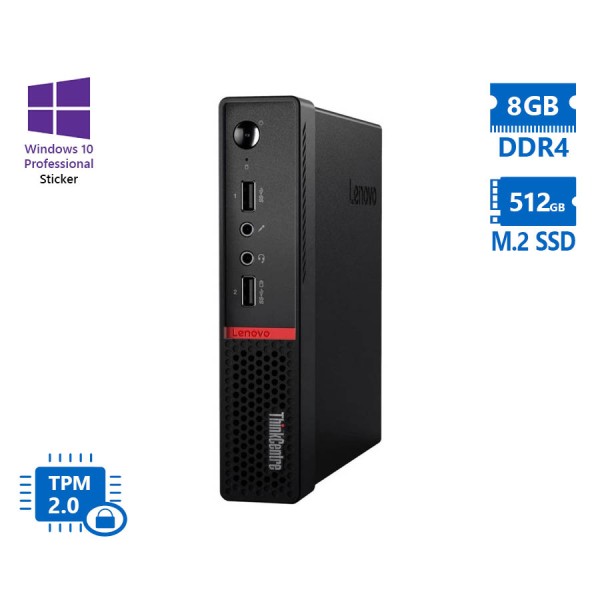 Lenovo ThinkCentre M715q Tiny AMD Ryzen 5Pro 2400GE/8GB DDR4/512GB M.2 SSD/No ODD/10P Grade A Refurb