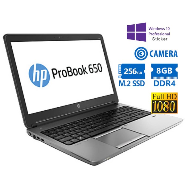 HP ProBook 650 G2 i5-6200U/15.6``FHD/8GB DDR4/256GB M.2 SSD/DVD/Camera/10P Grade A Refurbished Lapto