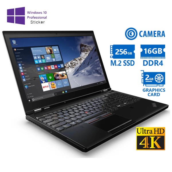 Lenovo ThinkPad P50 i7-6820HQ/15.6”UHD 4K/16GB DDR4/256GB M.2 SSD/No ODD/Quadro M1000M (2GB)/Camera/
