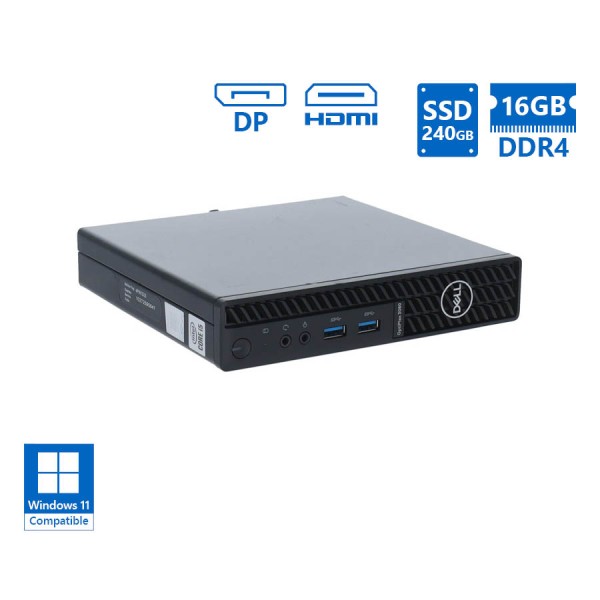 Dell Optiplex 3080 DM i3-10100T/16GB DDR4/240GB SSD/No ODD/Grade A Refurbished PC