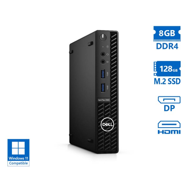 Dell Optiplex 3080 DM i3-10100/8GB DDR4/128GB M.2 SSD/No ODD/Grade A Refurbished PC
