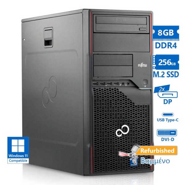 Fujitsu P958 Tower i5-8500/8GB DDR4/256GB M.2 SSD/No ODD/Grade A+ Refurbished PC